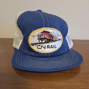 Vintage antique CN Rail trucker snapback hat railway trains